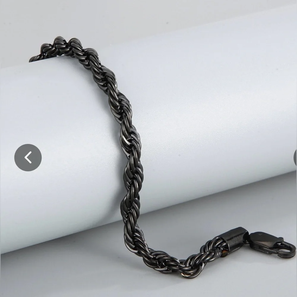 New Black lon-Plated Men'S Bracelets, 304 Stainless Steel Plating Chain
